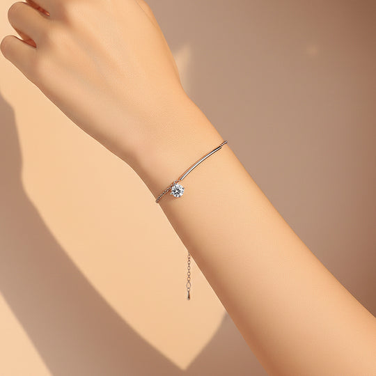 Curved Bar Solitaire Bracelet | Moissanite | Prm9158 - Bracelets | Singapore Jewellery, Wedding Rings &amp; Gifts | Same Day Delivery | Tiara.com.sg