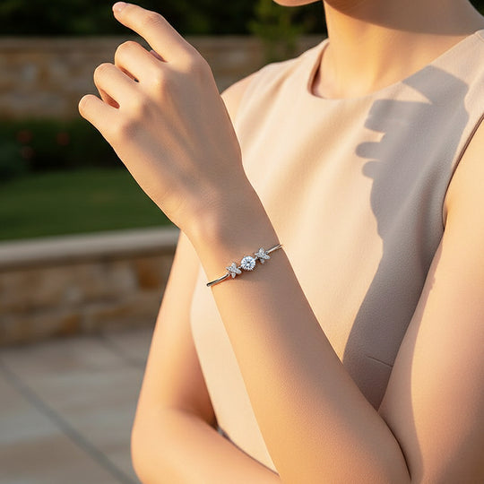 X Motif Adjustable Bangle | Moissanite | Prm9165 - Bracelets | Singapore Jewellery, Wedding Rings &amp; Gifts | Same Day Delivery | Tiara.com.sg