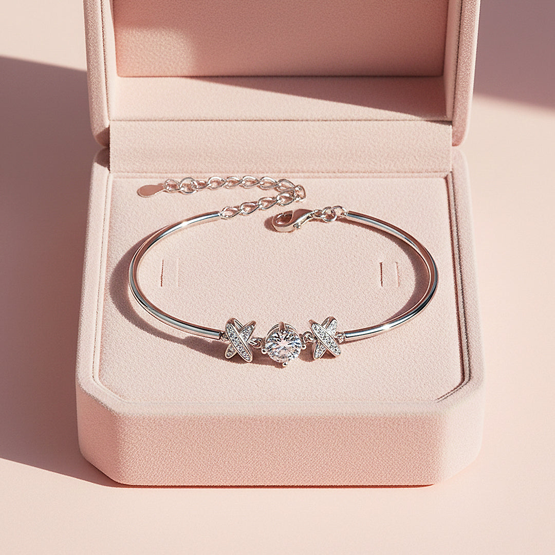 X Motif Adjustable Bangle | Moissanite | Prm9165 - Bracelets | Singapore Jewellery, Wedding Rings & Gifts | Same Day Delivery | Tiara.com.sg