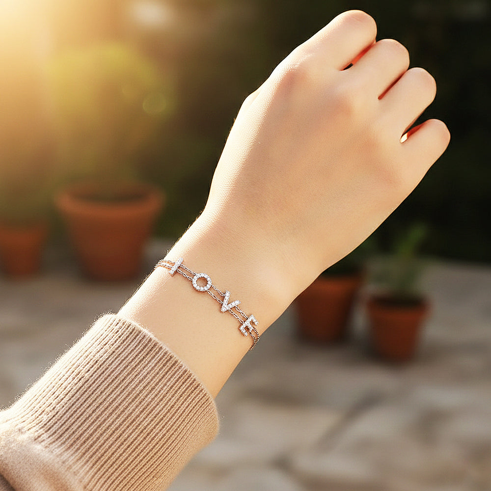 LOVE Double-Layer Bracelet | Moissanite | Prm9167 - Bracelets | Singapore Jewellery, Wedding Rings & Gifts | Same Day Delivery | Tiara.com.sg