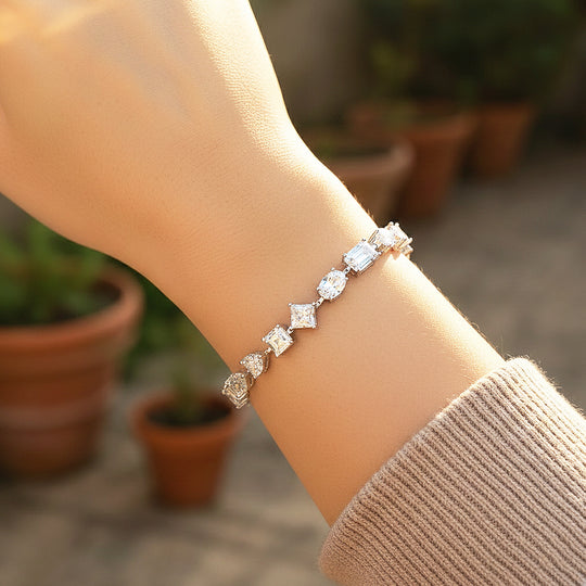 Multi-Shape Fancy-Cut Tennis Bracelet | Moissanite | Prm9168 - Bracelets | Singapore Jewellery, Wedding Rings &amp; Gifts | Same Day Delivery | Tiara.com.sg