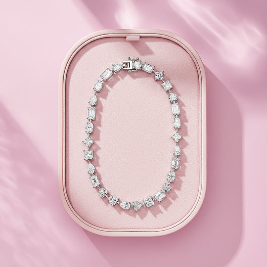 Multi-Shape Fancy-Cut Tennis Bracelet | Moissanite | Prm9168 - Bracelets | Singapore Jewellery, Wedding Rings &amp; Gifts | Same Day Delivery | Tiara.com.sg