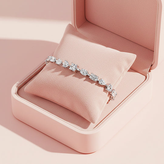 Multi-Shape Fancy-Cut Tennis Bracelet | Moissanite | Prm9168 - Bracelets | Singapore Jewellery, Wedding Rings &amp; Gifts | Same Day Delivery | Tiara.com.sg
