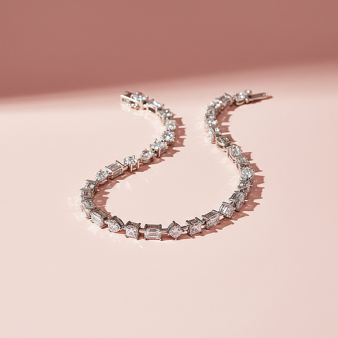 Multi-Shape Fancy-Cut Tennis Bracelet | Moissanite | Prm9168 - Bracelets | Singapore Jewellery, Wedding Rings &amp; Gifts | Same Day Delivery | Tiara.com.sg