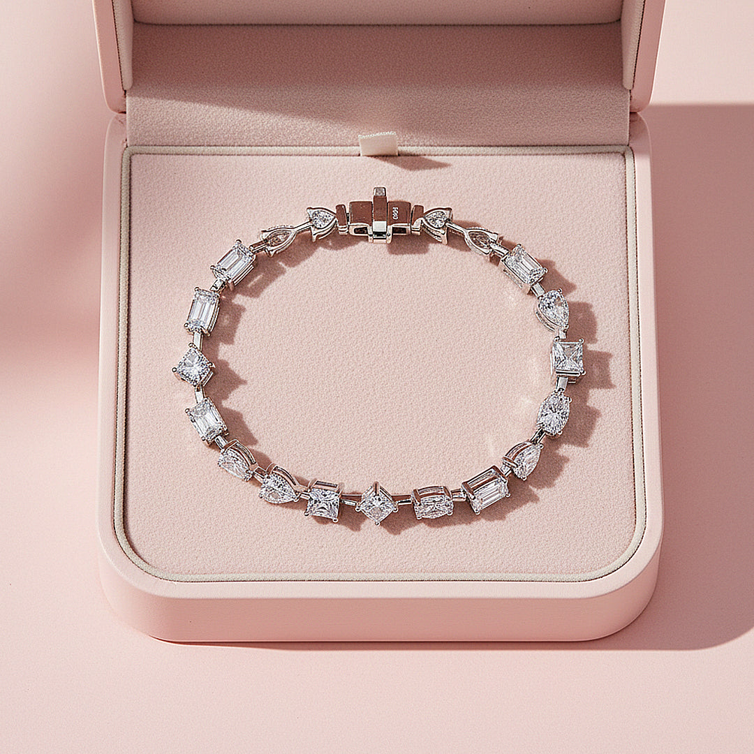 Multi-Shape Fancy-Cut Tennis Bracelet | Moissanite | Prm9168 - Bracelets | Singapore Jewellery, Wedding Rings &amp; Gifts | Same Day Delivery | Tiara.com.sg