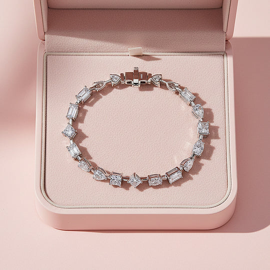 Multi-Shape Fancy-Cut Tennis Bracelet | Moissanite | Prm9168 - Bracelets | Singapore Jewellery, Wedding Rings &amp; Gifts | Same Day Delivery | Tiara.com.sg
