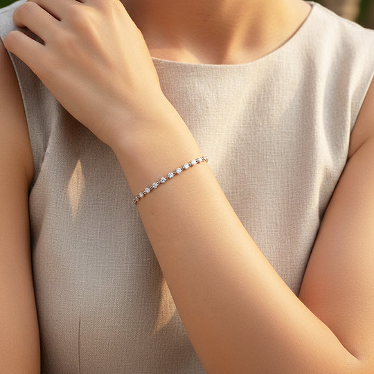 Bezel Adjustable Tennis Bracelet | Moissanite | Prm9169 - Bracelets | Singapore Jewellery, Wedding Rings &amp; Gifts | Same Day Delivery | Tiara.com.sg