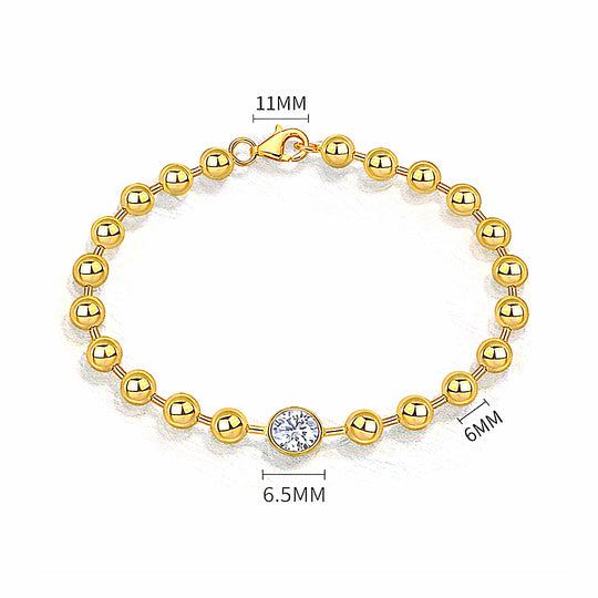 Bezel Gold Bead Bracelet | Moissanite | Prm9170 - Bracelets | Singapore Jewellery, Wedding Rings &amp; Gifts | Same Day Delivery | Tiara.com.sg