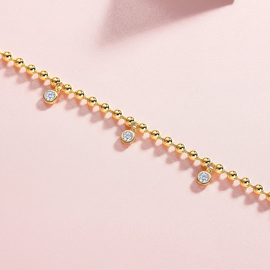 Bezel Gold Bead Charm Bracelet | Moissanite | Prm9171 - Bracelets | Singapore Jewellery, Wedding Rings &amp; Gifts | Same Day Delivery | Tiara.com.sg