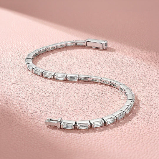 Baguette Diamond Simulant Silver Tennis Women Ring | Prm9174