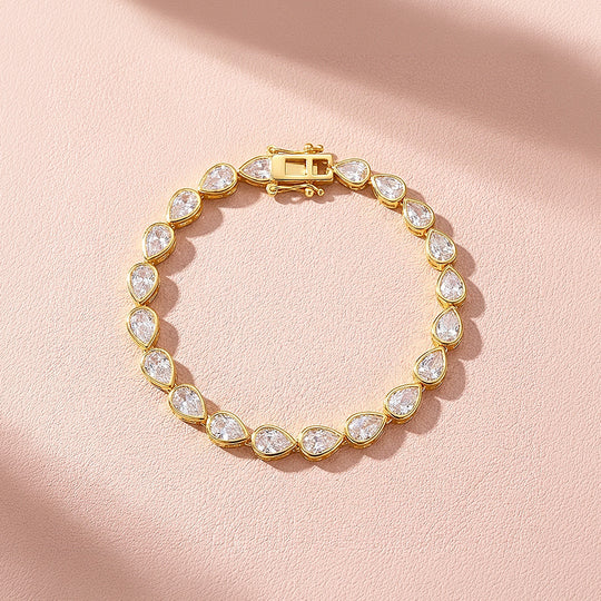 Pear Cut Moissanite Gold Tennis Women Bracelet | Prm9177