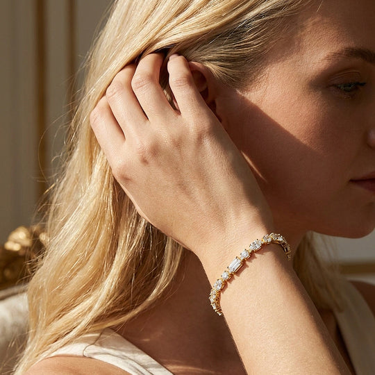 Multi Cut Moissanite Gold Tennis Women Bracelet | Prm9183