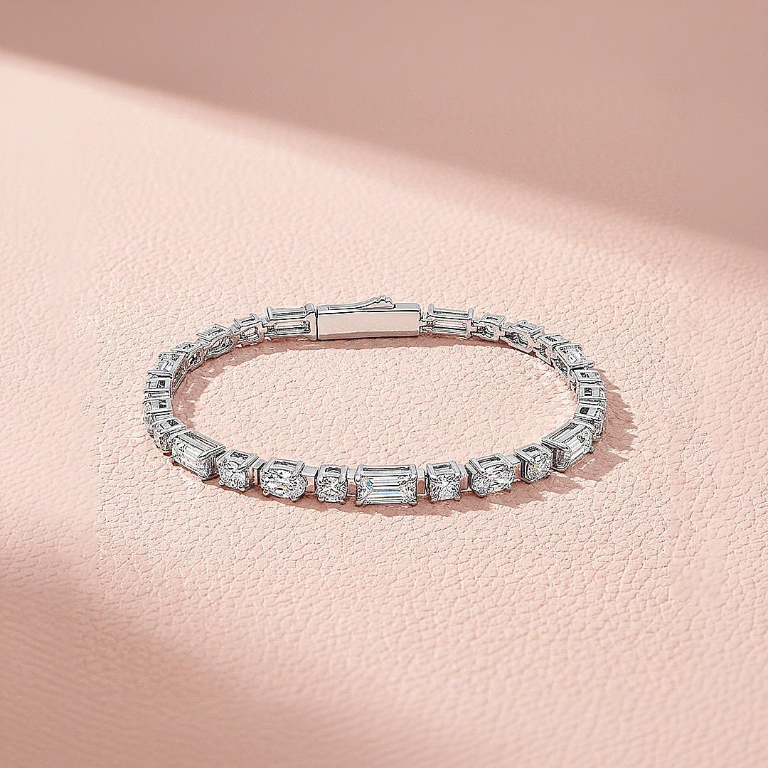 Multi Cut Moissanite Silver Tennis Women Bracelet | Prm9184