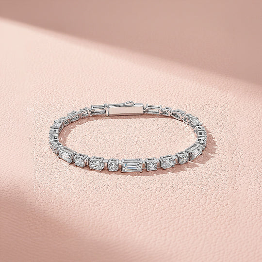 Multi Cut Moissanite Silver Tennis Women Bracelet | Prm9184