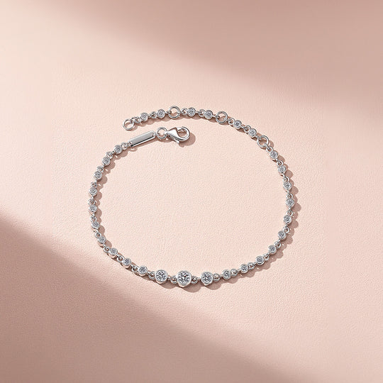 Bezel Set Graduated Moissanite Women Bracelet | Prm9195