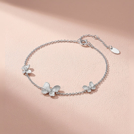 Brushed Butterfly Moissanite Silver Chain Women Bracelet | Prm9197