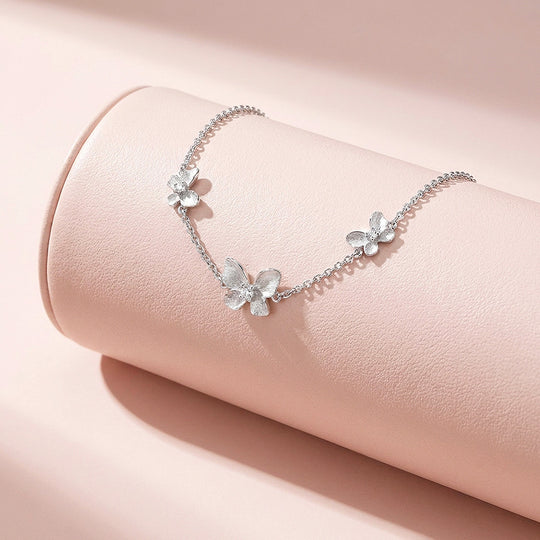 Brushed Butterfly Moissanite Silver Chain Women Bracelet | Prm9197