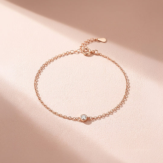 Single Bezel Moissanite Rose Gold Women Bracelet | Prm9200