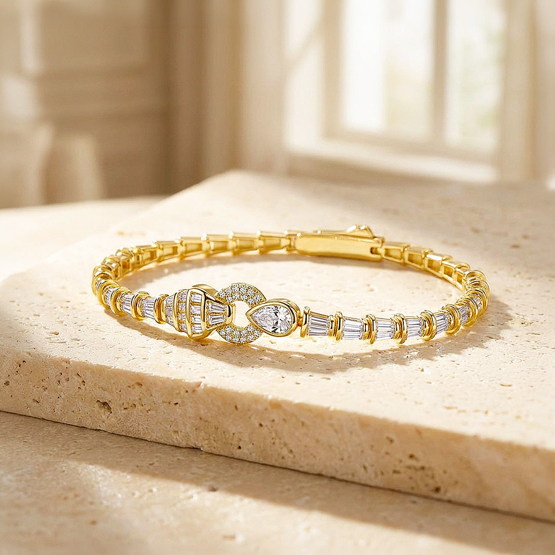 Trapezoid Pear Moissanite Gold Women Bracelet | Prm9208