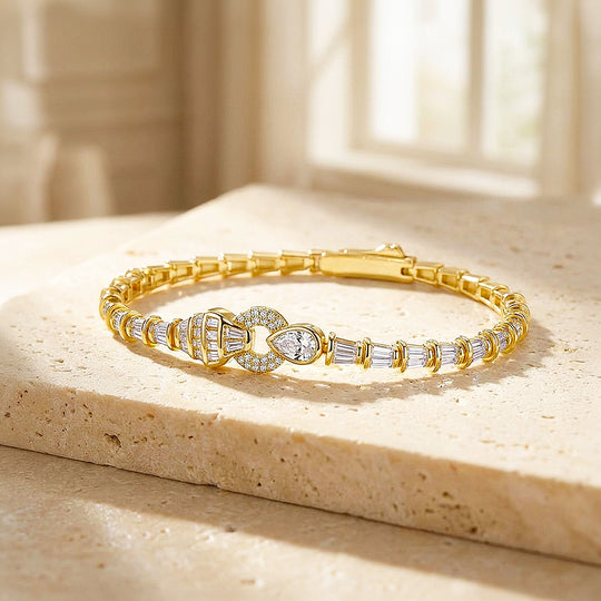Trapezoid Pear Moissanite Gold Women Bracelet | Prm9208