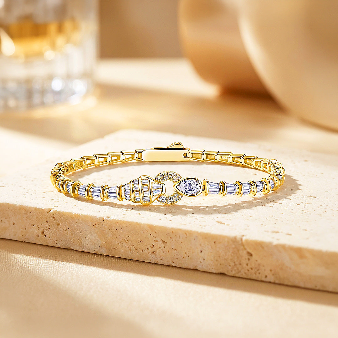 Trapezoid Pear Moissanite Gold Women Bracelet | Prm9208