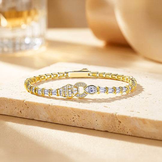 Trapezoid Pear Moissanite Gold Women Bracelet | Prm9208