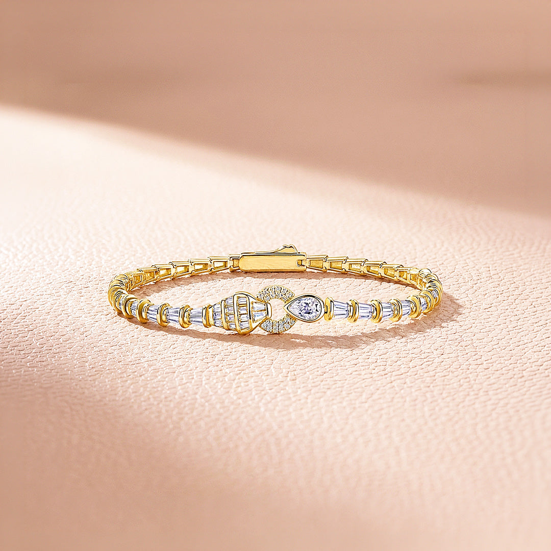 Trapezoid Pear Moissanite Gold Women Bracelet | Prm9208
