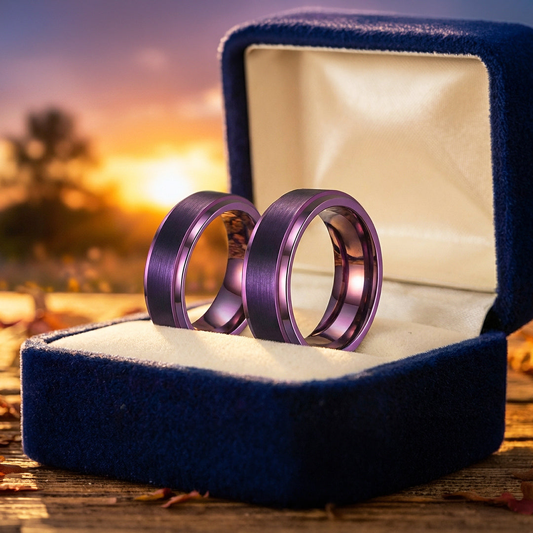 Purple Lavender | Tungsten Couple Rings | Purple Wedding Bands - Ring | Singapore Jewellery, Wedding Rings & Gifts | Same Day Delivery | Tiara.com.sg