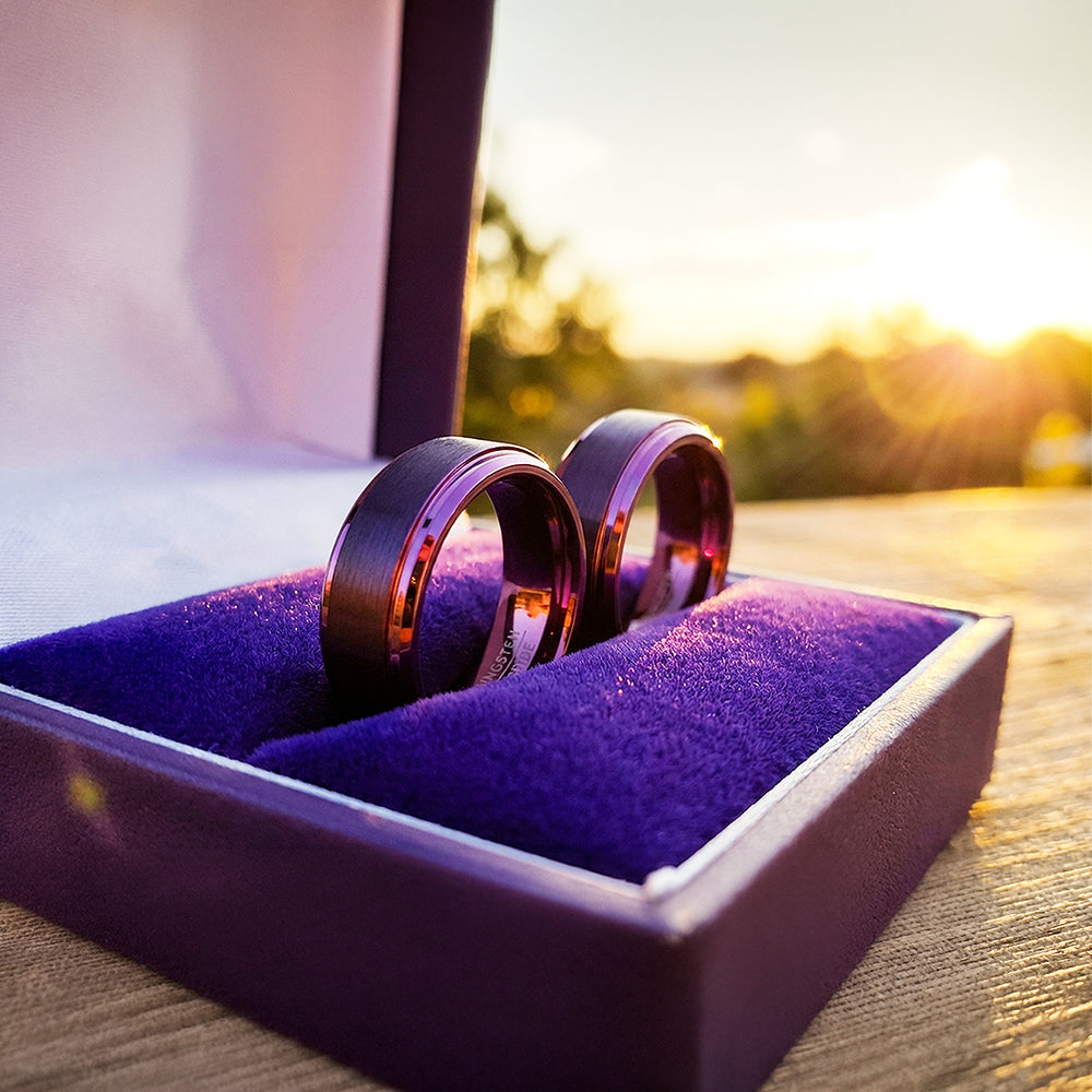 Purple Lavender | Tungsten Couple Rings | Purple Wedding Bands - Ring | Singapore Jewellery, Wedding Rings & Gifts | Same Day Delivery | Tiara.com.sg