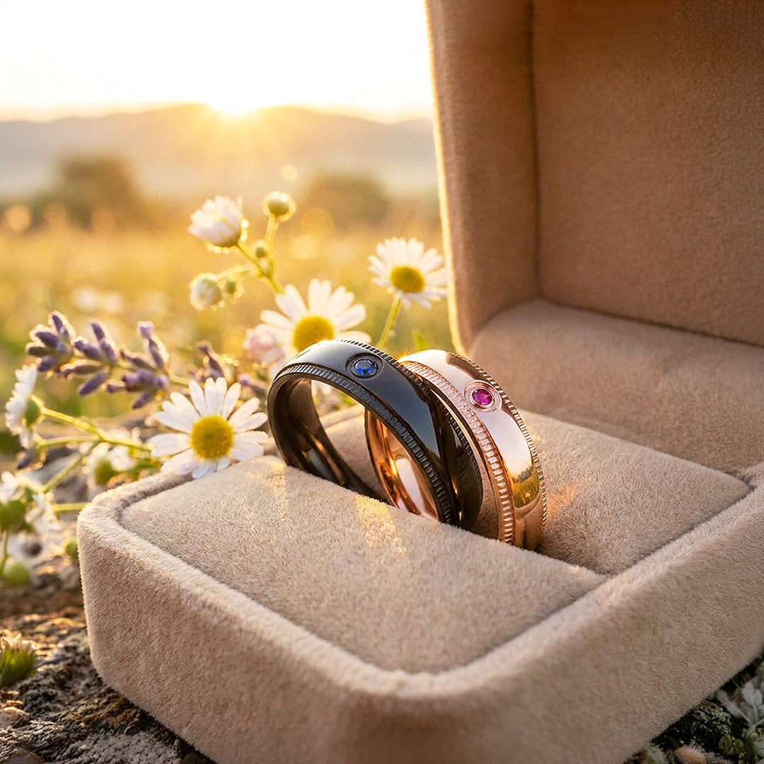 Pursuit | High-Polished Milled-Edge Bezel-Set Dome Wedding Band