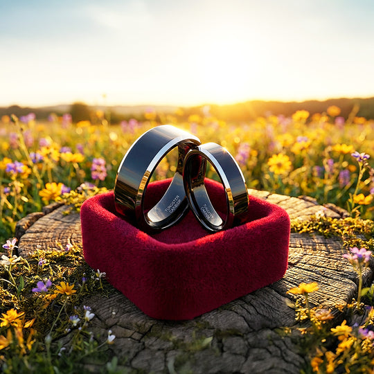 Redolent | Tungsten Couple Rings | Black Wedding Bands - Ring | Singapore Jewellery, Wedding Rings &amp; Gifts | Same Day Delivery | Tiara.com.sg