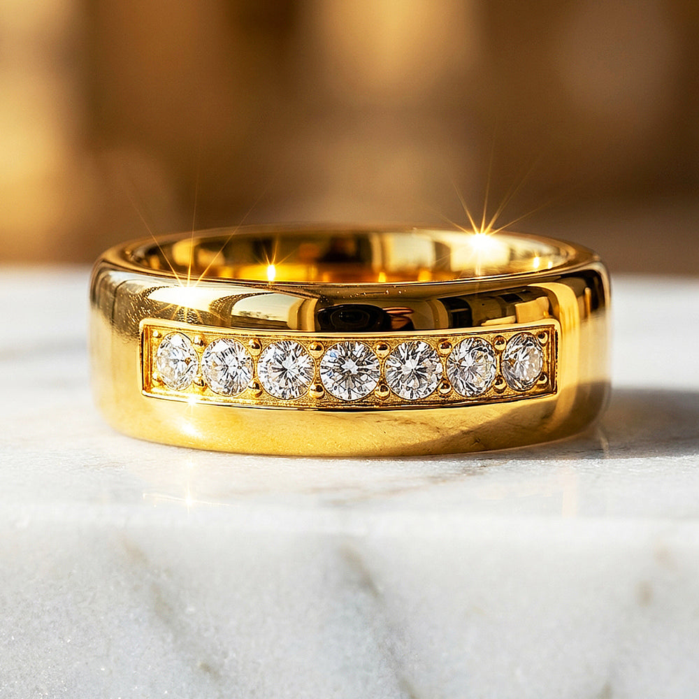 Regalis Polished Gold Tungsten Carbide Ring - Ring | Singapore Jewellery, Wedding Rings & Gifts | Same Day Delivery | Tiara.com.sg
