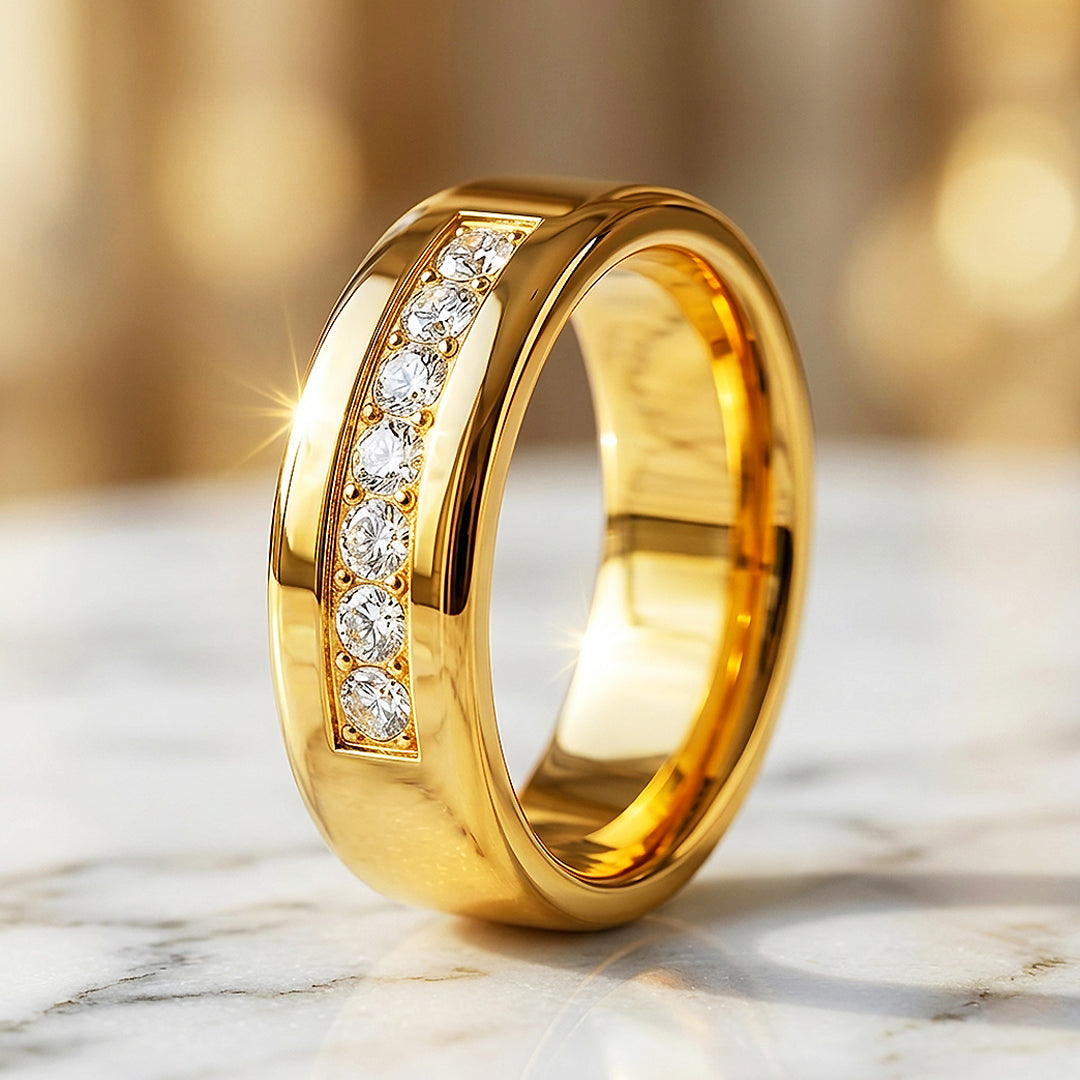 Regalis Polished Gold Tungsten Carbide Ring - Ring | Singapore Jewellery, Wedding Rings & Gifts | Same Day Delivery | Tiara.com.sg