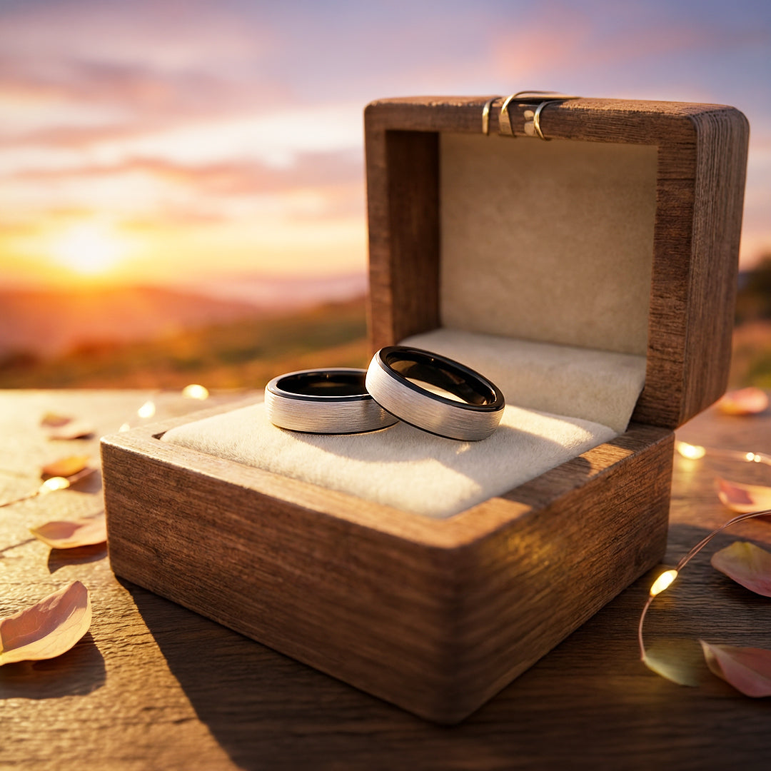 Resolve | Tungsten Couple Rings | Silver Wedding Bands - Ring | Singapore Jewellery, Wedding Rings &amp; Gifts | Same Day Delivery | Tiara.com.sg
