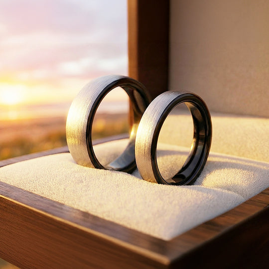 Resolve | Tungsten Couple Rings | Silver Wedding Bands - Ring | Singapore Jewellery, Wedding Rings &amp; Gifts | Same Day Delivery | Tiara.com.sg