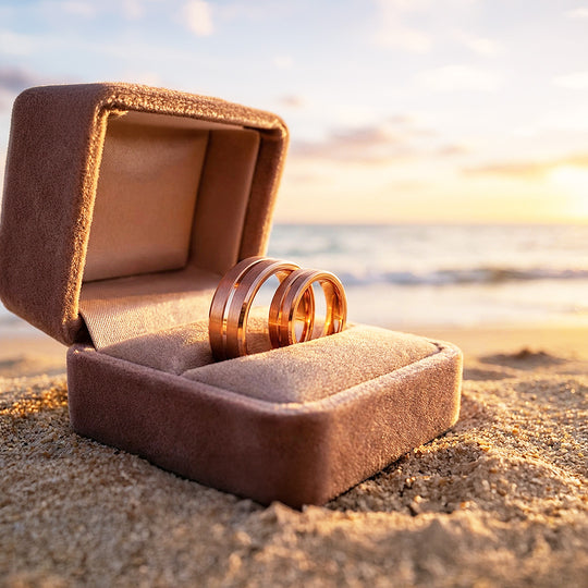 Santa | Tungsten Couple Rings | Rose Gold Wedding Bands - Ring | Singapore Jewellery, Wedding Rings &amp; Gifts | Same Day Delivery | Tiara.com.sg