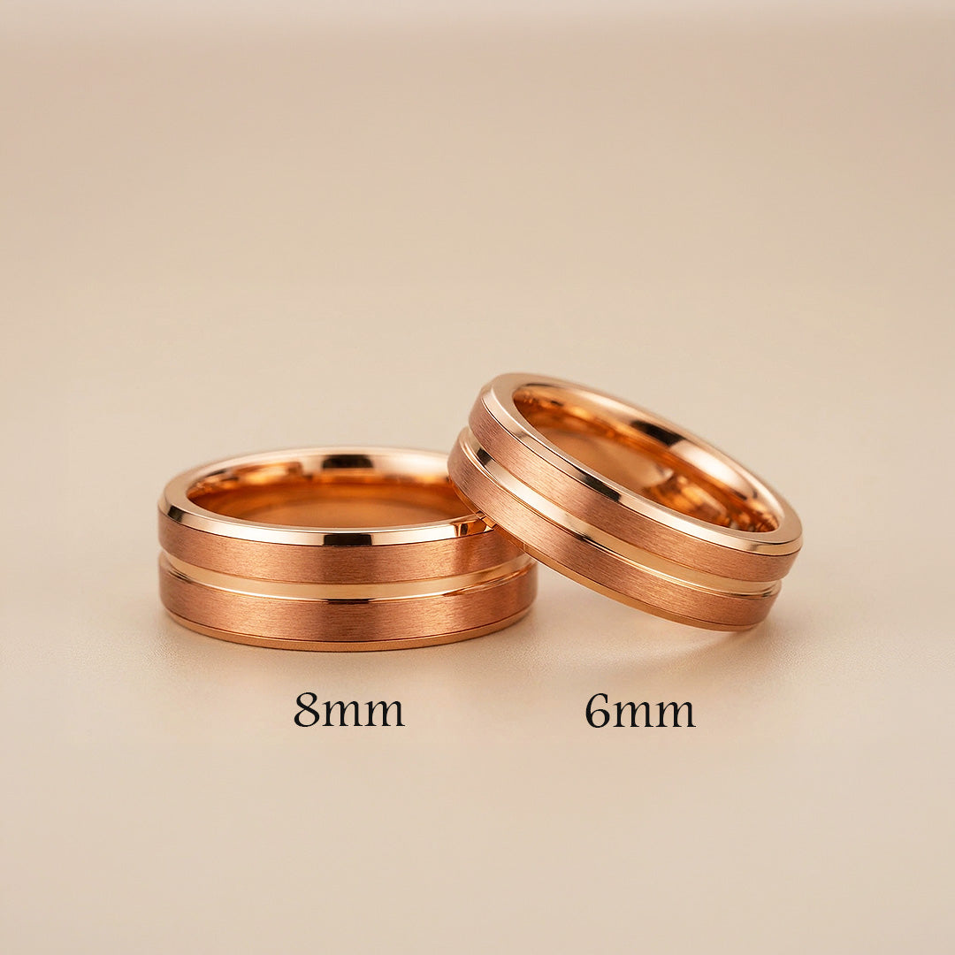 Santa | Tungsten Couple Rings | Rose Gold Wedding Bands - Ring | Singapore Jewellery, Wedding Rings &amp; Gifts | Same Day Delivery | Tiara.com.sg