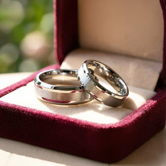 Serenity | Tungsten Couple Rings | Silver Wedding Bands - Ring | Singapore Jewellery, Wedding Rings &amp; Gifts | Same Day Delivery | Tiara.com.sg