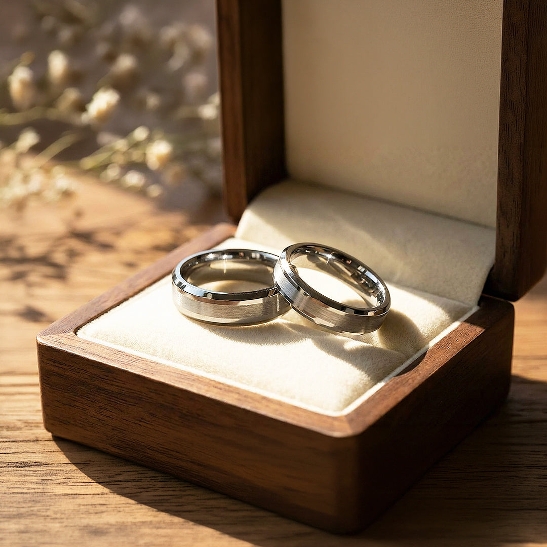 Serenity | Tungsten Couple Rings | Silver Wedding Bands - Ring | Singapore Jewellery, Wedding Rings &amp; Gifts | Same Day Delivery | Tiara.com.sg