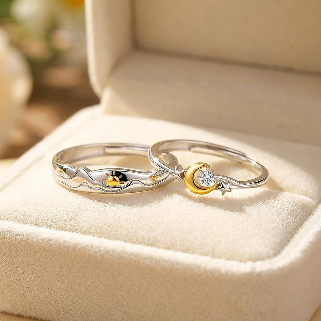 Sun &amp; Moon Couple Rings | Solar and Lunar Love