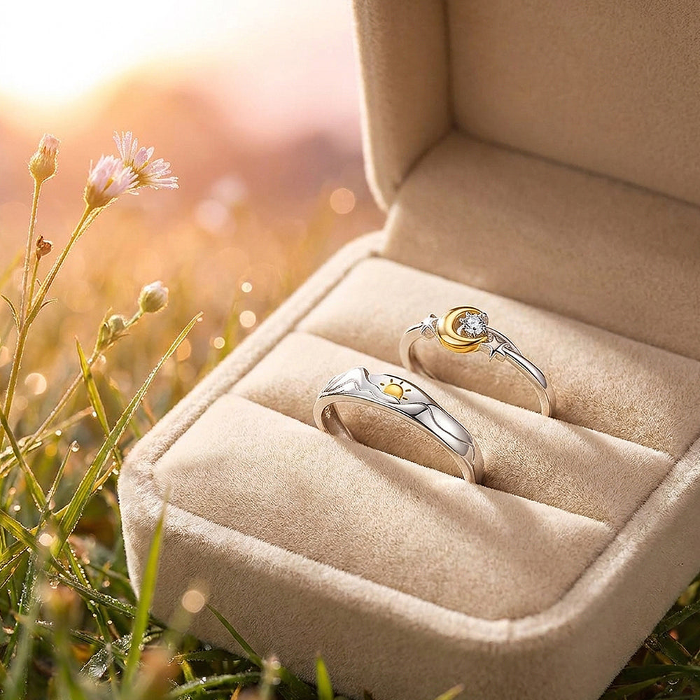 Sun & Moon Couple Rings | Solar and Lunar Love