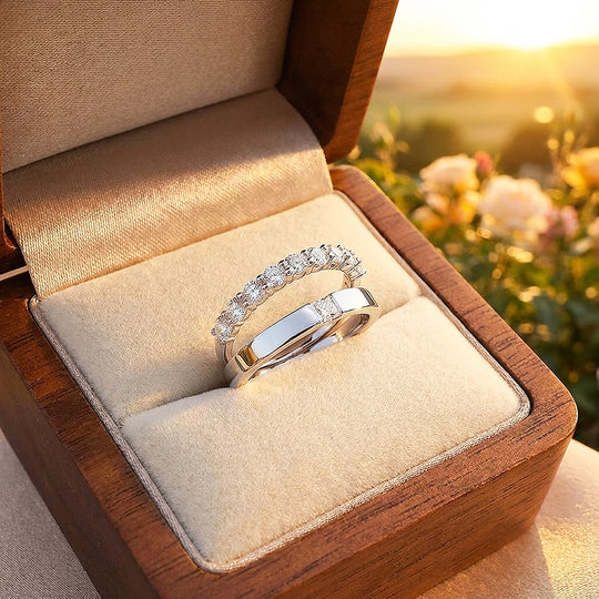 Round &amp; Princess Cut Couple Rings | Sparkle of Love