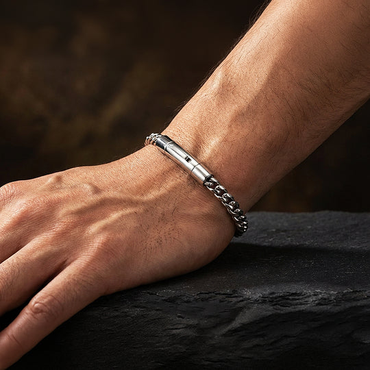 Apex Titan | Premium Titanium Steel Box Chain Bracelet in High-Polished Silver - Bracelets | Singapore Jewellery, Wedding Rings &amp; Gifts | Same Day Delivery | Tiara.com.sg