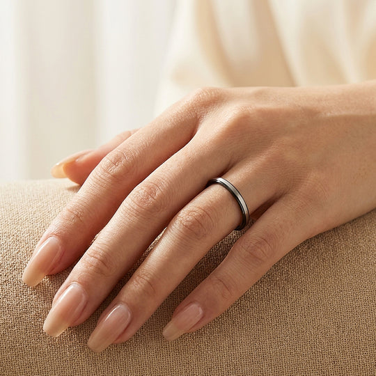 Tickled | Brushed Silver and Blue Dome Dual Tone Tungsten Carbide