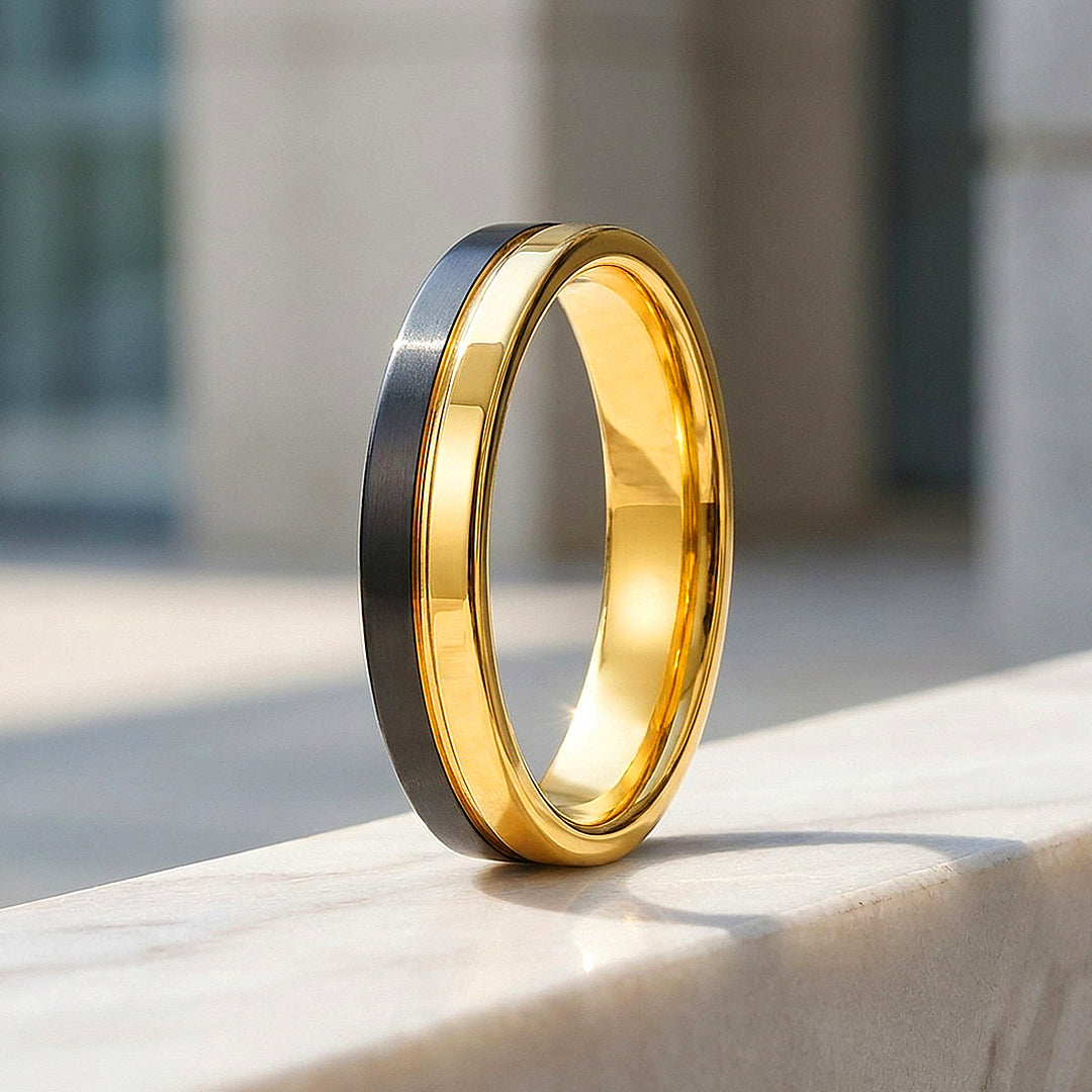 Toffee | Asymmetrical Brushed Dual Tone Tungsten Carbide
