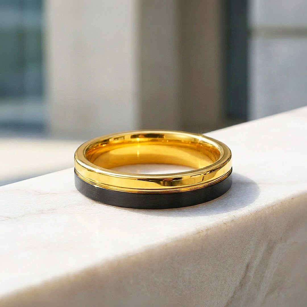 Toffee | Asymmetrical Brushed Dual Tone Tungsten Carbide