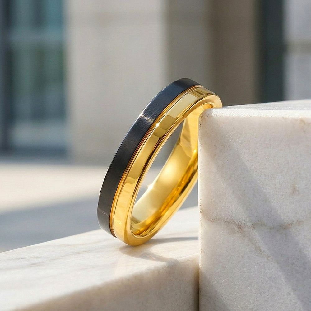 Toffee | Asymmetrical Brushed Dual Tone Tungsten Carbide