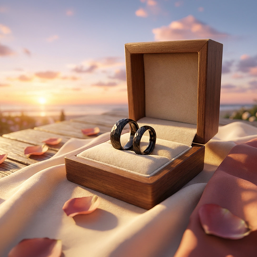 Tower | Tungsten Couple Rings | Black Wedding Bands - Ring | Singapore Jewellery, Wedding Rings &amp; Gifts | Same Day Delivery | Tiara.com.sg
