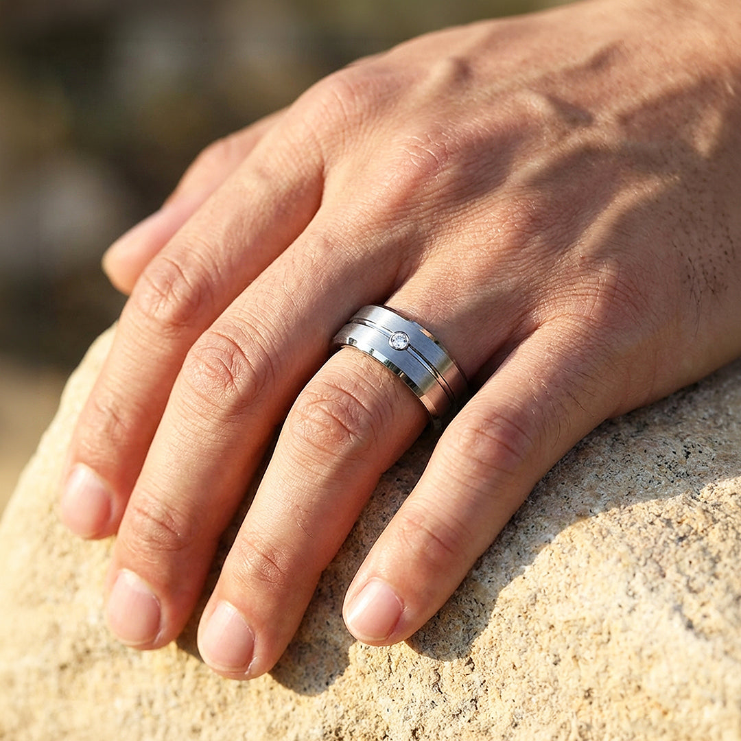 Truman Brushed Solitaire Tungsten Carbide Ring - Ring | Singapore Jewellery, Wedding Rings &amp; Gifts | Same Day Delivery | Tiara.com.sg