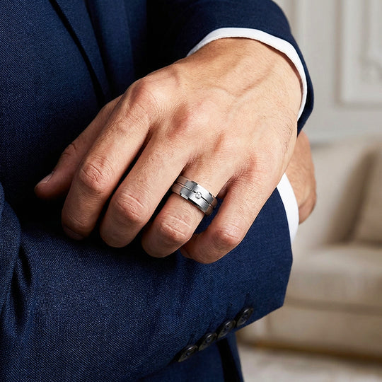 Truman Brushed Solitaire Tungsten Carbide Ring - Ring | Singapore Jewellery, Wedding Rings &amp; Gifts | Same Day Delivery | Tiara.com.sg